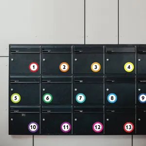 Large round number stickers with polka dot borders for DIY labeling and organizing storage.