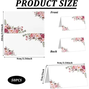 Juego de 50 elegantes marca sitios florales, decoración perfecta para mesas de boda.