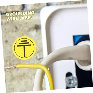 Autoadhesivo de cable de tierra industrial amarillo etiqueta de advertencia impermeable uso