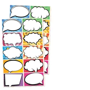 Comic speech bubble name labels stickers for kids, colorful DIY sticker sheets, 250pcs.