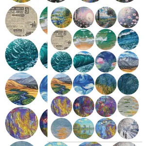 Monet Garden round dot stickers aesthetic journaling planner phone case DIY decor 8pcs