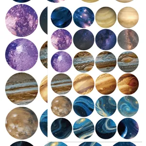 Round planet galaxy stickers for journaling, phone case DIY decor, creative celestial decal