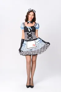 Halloween donne adulte Alice cameriera costume cosplay lolita abito soffice dettagli