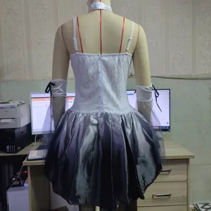 Costume Ange Noir Halloween Cosplay Robe de Mariée Vampire Gothique Vue de Détail