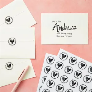 Heart envelope sealing stickers, wedding invitation seal labels, decorative gift box stickers.