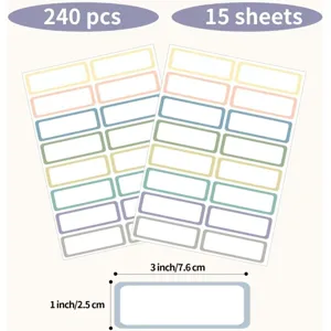Entfernbare rechteckige selbstklebende Etiketten Pastellrand 240 Stueck 15 Bogen Hauptansicht