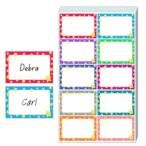 Colorful star border name tag stickers, classroom party DIY kids name label sheets 200pcs