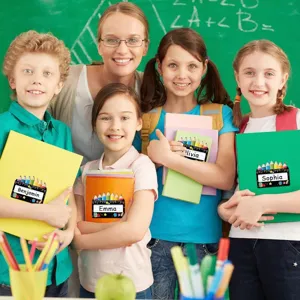 Classroom name labels stickers back to school desk customized chalkboard design 4pcs