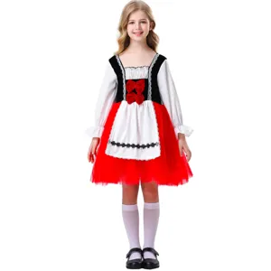Παιδική στολή Κοκκινοσκουφίτσα για cosplay, πάρτι Χαλογουίν και παιχνίδια ρόλων για κορίτσια.