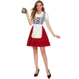 Bayerisches Oktoberfest Dirndl Kleid für Damen, traditionelles deutsches Bierzelt Kostüm.