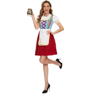 Traditionelles deutsches Oktoberfest Dirndl Kleid für Damen, bayrisches Kellnerin Kostüm.