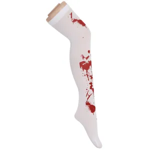 Halloween Bloody Over Knee Stockings Scary Costume Accessories White Tights Socks