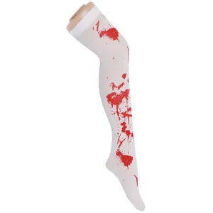 Halloween bloody over-knee long socks white red blood print party costume hosiery