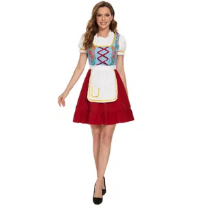 Bayerisches deutsches Oktoberfest Bier Dirndl Damen Kostüm mit weißer Bluse und Schürze