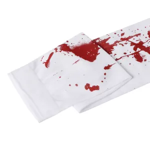 White over the knee thigh high stockings with bloody print Halloween costume socks for party