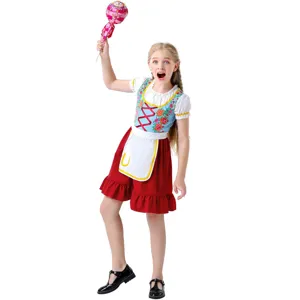 Kinder deutsches Oktoberfest Dirndl Kostüm, traditionelles Bierfest-Mädchen-Kleid für Party.