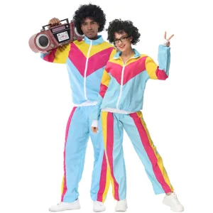 80s retro tracksuit for men and women vintage disco party hip hop costume detail view