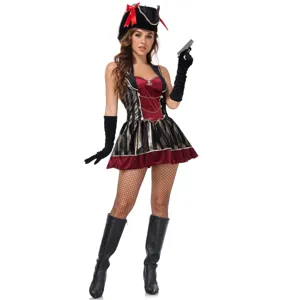 Sexy pirate costume for women, ideal for Halloween cosplay and live streaming events.