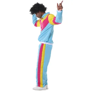 Men retro 80s disco tracksuit costume vintage hip hop party outfit for music festival M-XL