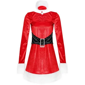 Women long sleeve sexy Christmas dress with hat and belt holiday party costume outfit