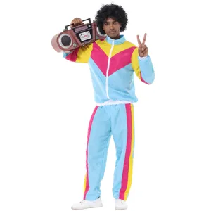 80s Retro Tracksuit Men Women Disco Party Costume Color Block 90s Vintage Hip Hop Jogging Suit Performance Carnival Outfit Top And Bottom