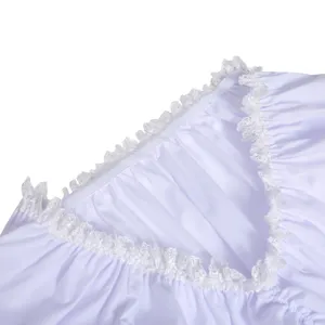 White lace collar detail of Bavarian beer festival dress costume, elegant festive wear.