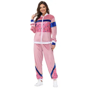 Vintage 70s retro disco hip hop performance tracksuit costume for women carnival party