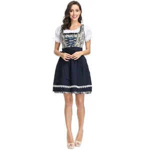 Traditional Bavarian German beer festival dress detail with floral bodice and white blouse.
