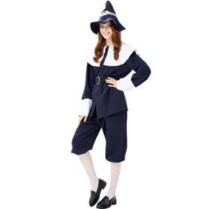 Damen Pilger Kostüm Halloween Party Outfit Vintage Kolonialkleid historische Cosplay Bekleidung