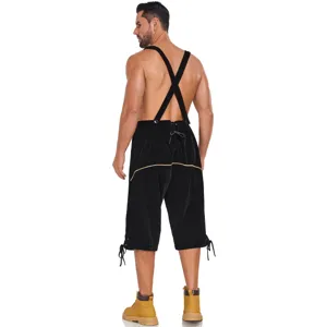 Men's traditional Oktoberfest lederhosen suspender shorts costume for party stage performance