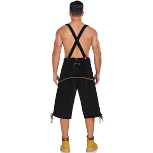 Men German Oktoberfest Lederhosen Costume X-Back Suspenders Shorts Stage Performance