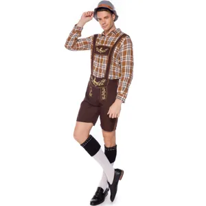 Set di costumi tradizionali tedeschi da festival della birra da uomo con camicia a quadri.