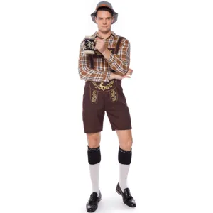Vista dettagliata del costume tradizionale bavarese da Oktoberfest con lederhosen.