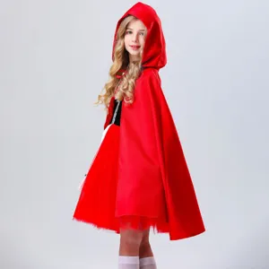 Στολή Κοκκινοσκουφίτσα παιδική Halloween cosplay κόκκινη κάπα φόρεμα λεπτομερής