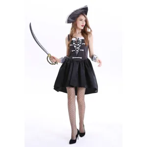 Halloween women pirate costume set cosplay dress with hat and prop sword for party