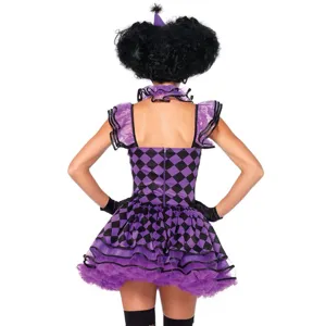 Costume da Arlecchino Donna Halloween Jester Cosplay Festa Spettacolo Scena Vestito