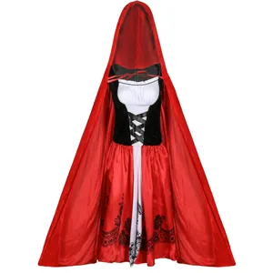 Little Red Riding Hood cosplay costume Halloween hooded cloak dress plus size S-3XL