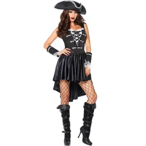 Costume de pirate pour femme halloween cosplay tenue avec chapeau robe bas pour spectacle.