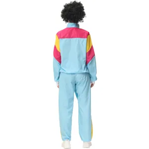 Men's retro 80s 90s colorful tracksuit costume for music festival and disco party wear.