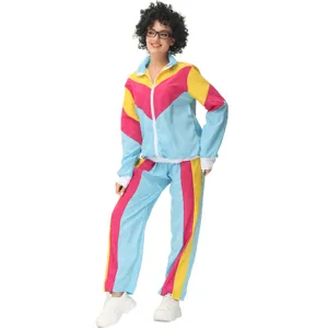 Retro 80s 90s colorful tracksuit detail, perfect for disco party music festivals.
