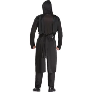 Men's ninja costume cosplay Halloween outfit, black warrior reaper samurai roleplay apparel.