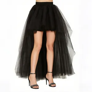 Jupe en Tulle Irrégulière à Taille Haute pour Femme Devant Court Derrière Long Jupe Tutu à Étages pour Spectacle Cosplay Fête
