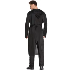 Men's Black Hooded Cosplay Costume Halloween Reaper Ninja Warrior Stage Performance Outfit