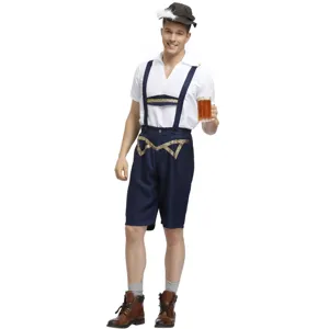 Mens German Bavarian Oktoberfest costume Lederhosen beer guy outfit for halloween party.