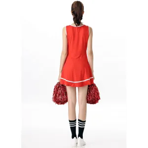 Sexy red and white cheerleader costume set for adult women, perfect for party cosplay.