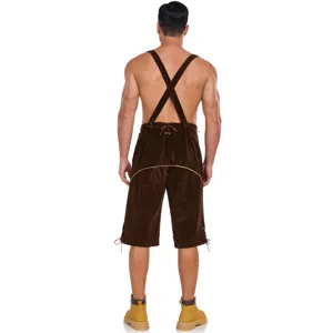 Men German Oktoberfest Lederhosen suspender shorts costume rear view detail display