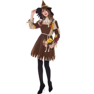 Déguisement épouvantail Halloween femme robe cosplay avec chapeau et accessoires tournesol