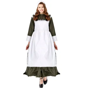 Halloween maid costume long dress Oktoberfest stage performance outfit M-XL size full detail view.