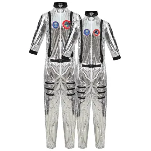 Silver metallic astronaut space suit jumpsuit for adults cosplay Halloween party costume