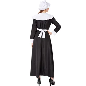 Black and white pilgrim colonial costume dress for women halloween cosplay party stage show